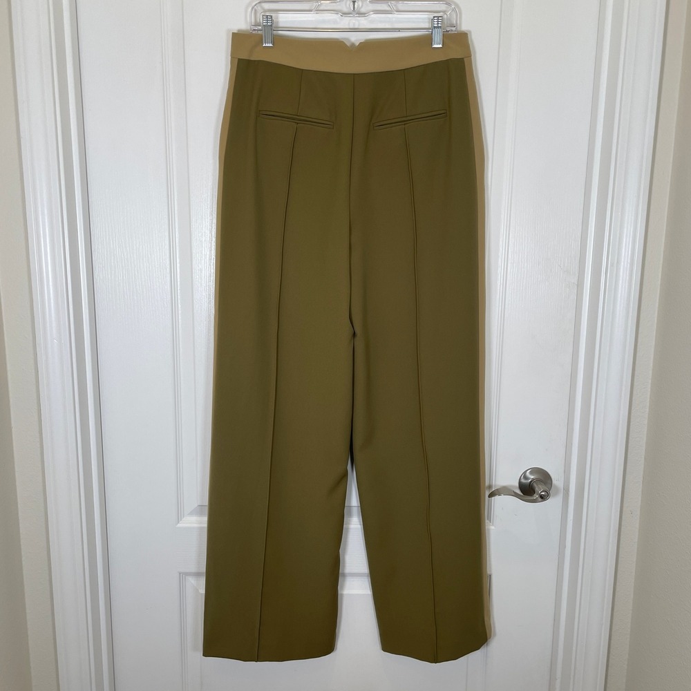 Avec Les Filles Wide Leg Pants Colorblock Tuxedo Stripe Two-Tone Green 10 NWT - Picture 6 of 6